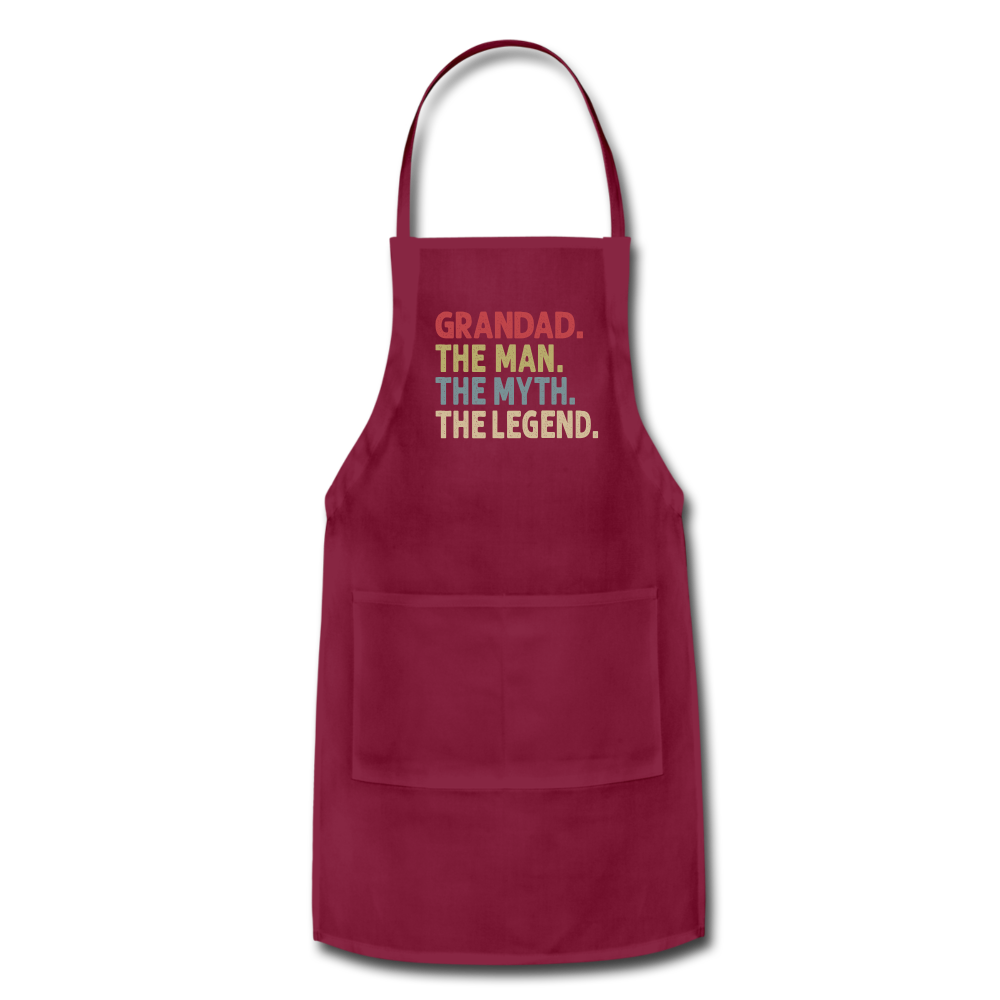 Grandad The Man the Myth the Legend Adjustable Apron - burgundy