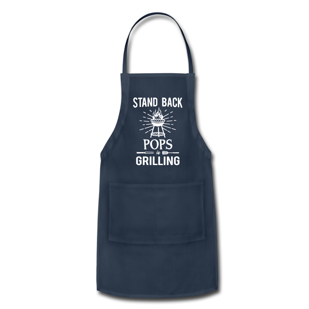 Stand Back Pops Is Grilling Adjustable Apron - navy