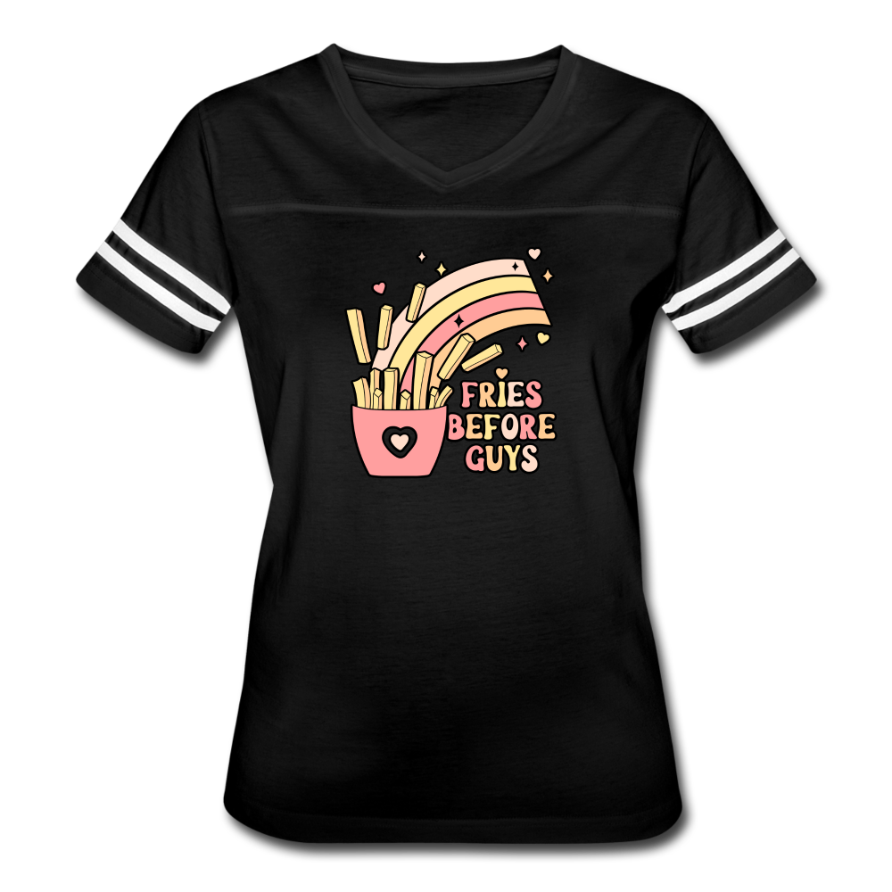 Fries Before Guys Women’s Vintage Sport T-Shirt - black/white