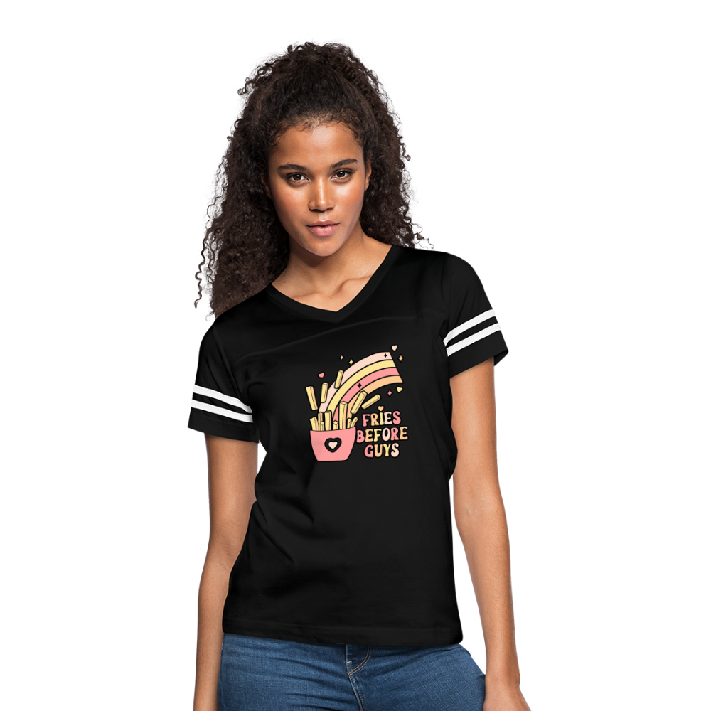 Fries Before Guys Women’s Vintage Sport T-Shirt - black/white