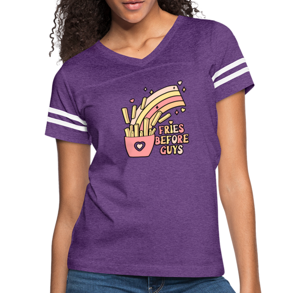 Fries Before Guys Women’s Vintage Sport T-Shirt - vintage purple/white
