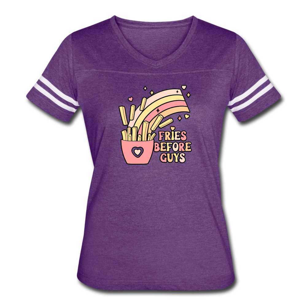 Fries Before Guys Women’s Vintage Sport T-Shirt - vintage purple/white