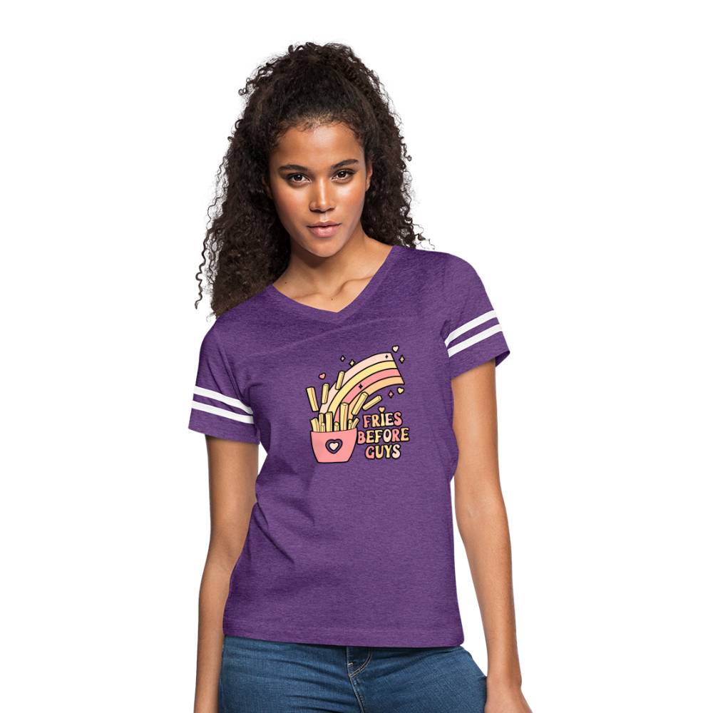 Fries Before Guys Women’s Vintage Sport T-Shirt - vintage purple/white