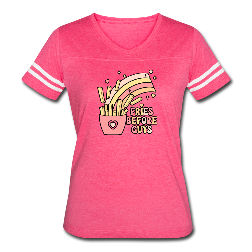 Fries Before Guys Women’s Vintage Sport T-Shirt - vintage pink/white