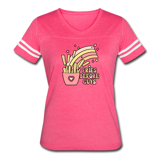 Fries Before Guys Women’s Vintage Sport T-Shirt - vintage pink/white