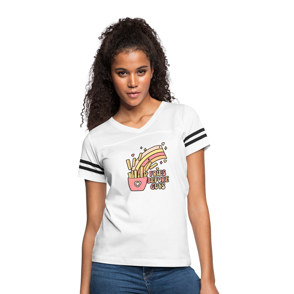 Fries Before Guys Women’s Vintage Sport T-Shirt - white/black