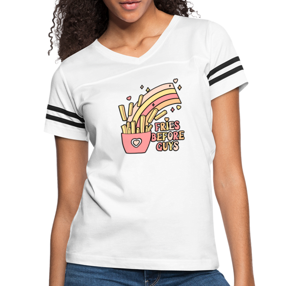 Fries Before Guys Women’s Vintage Sport T-Shirt - white/black