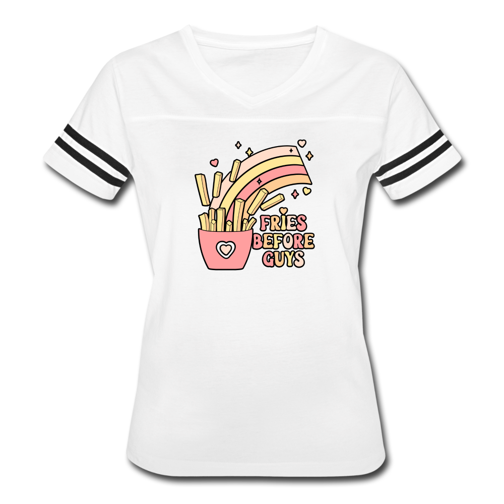 Fries Before Guys Women’s Vintage Sport T-Shirt - white/black