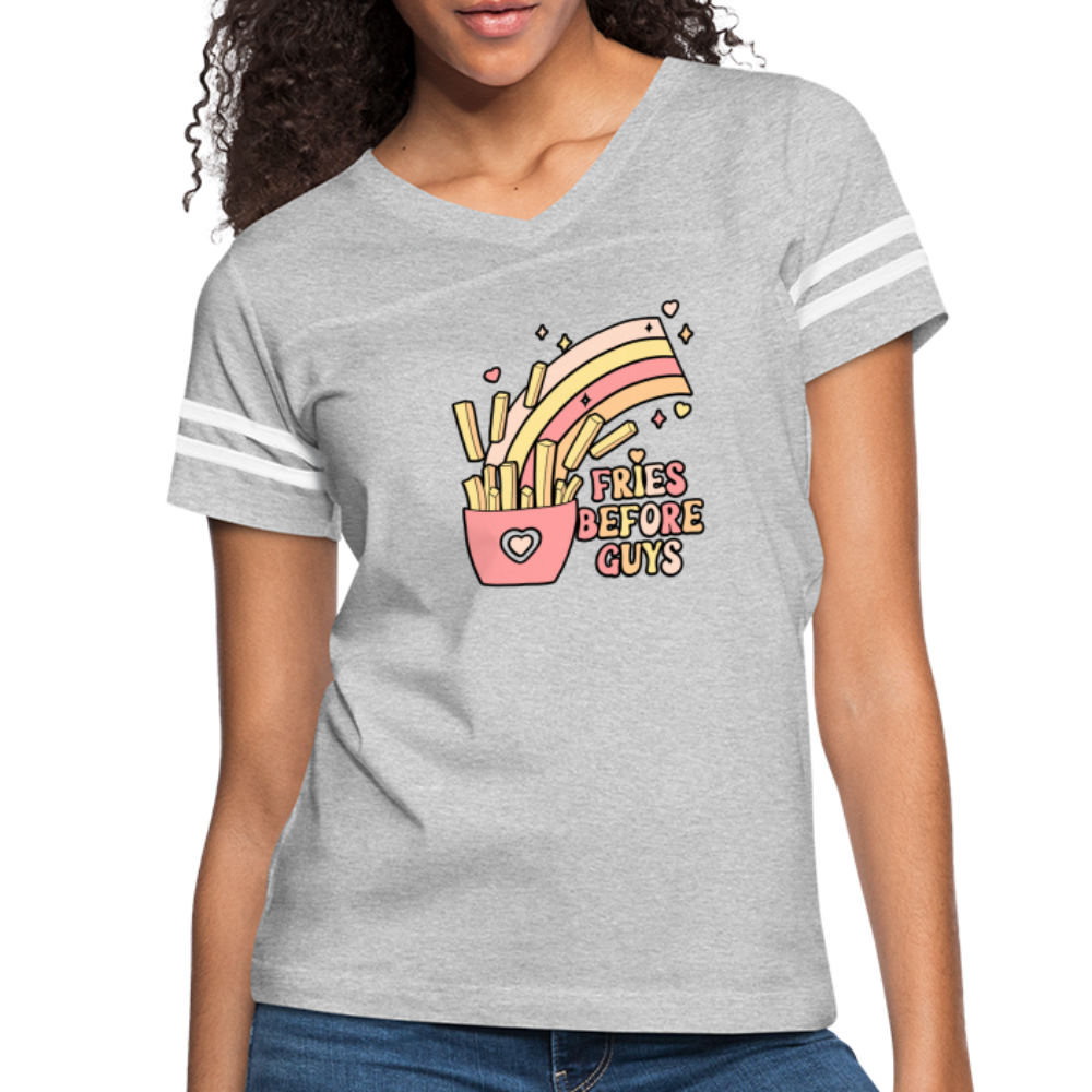 Fries Before Guys Women’s Vintage Sport T-Shirt - heather gray/white