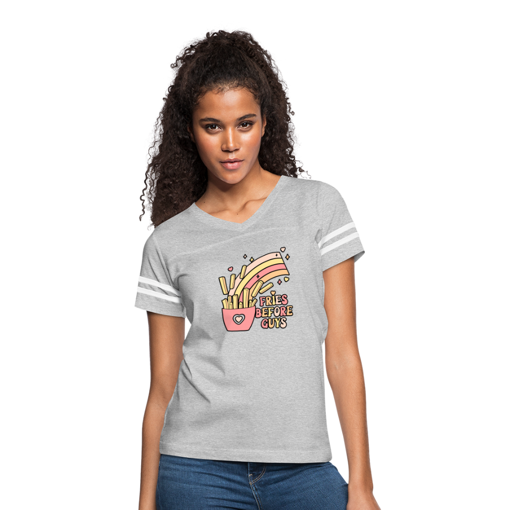 Fries Before Guys Women’s Vintage Sport T-Shirt - heather gray/white