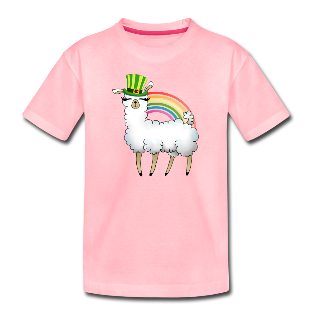 Lucky Llama Toddler Premium T-Shirt - pink