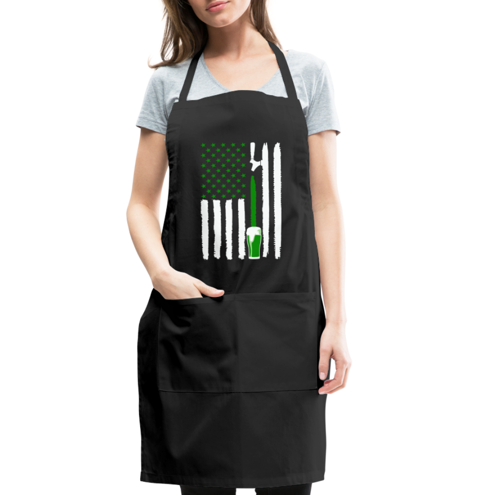 American Flag Green Beer on Tap Adjustable Apron - black