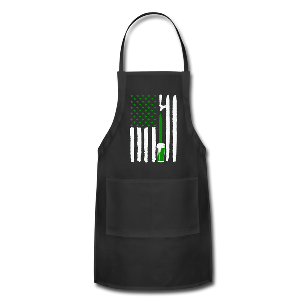 American Flag Green Beer on Tap Adjustable Apron - black