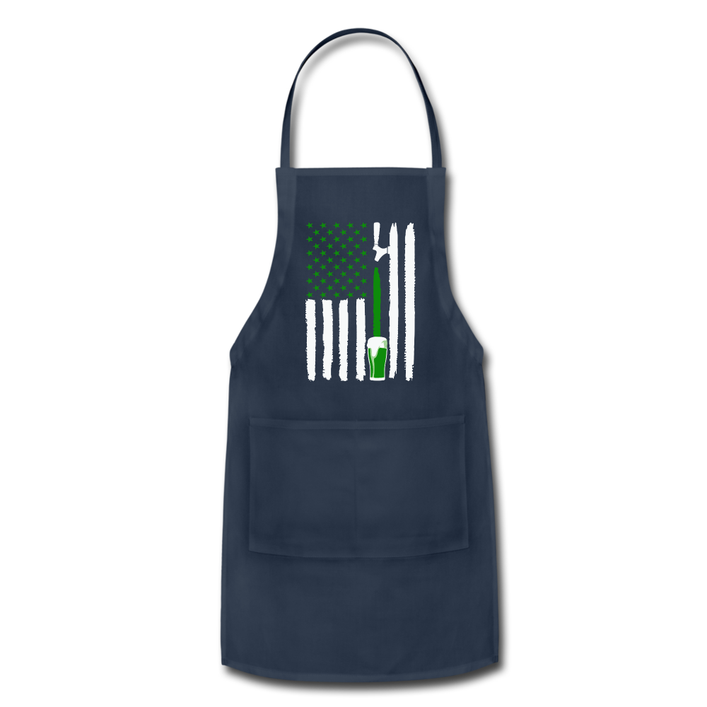 American Flag Green Beer on Tap Adjustable Apron - navy