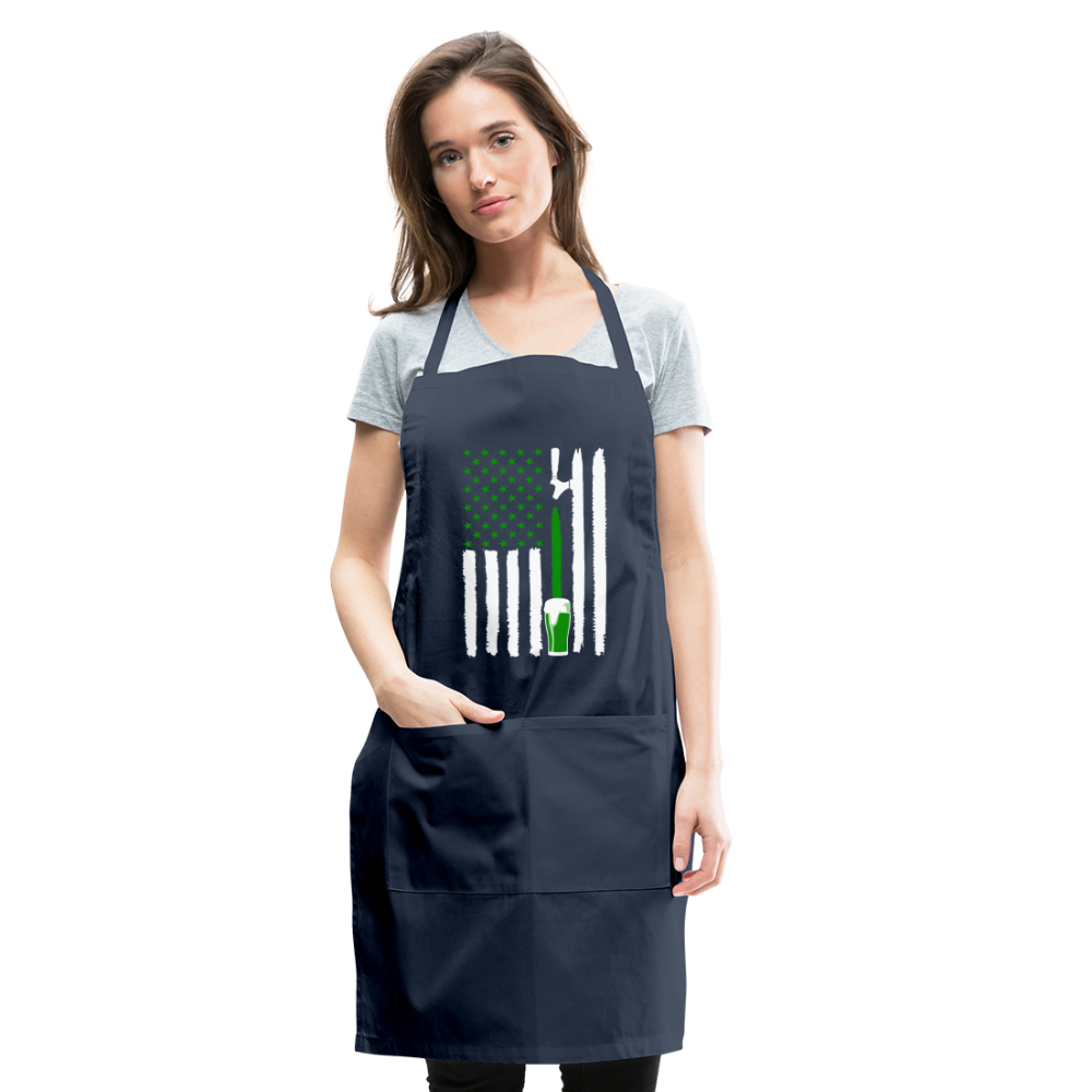 American Flag Green Beer on Tap Adjustable Apron - navy