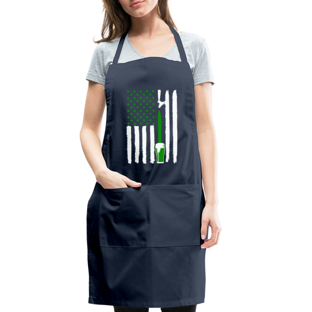 American Flag Green Beer on Tap Adjustable Apron - navy