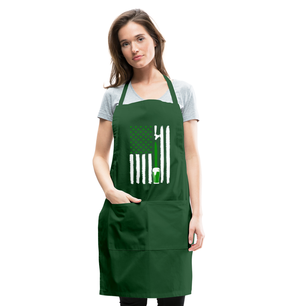 American Flag Green Beer on Tap Adjustable Apron - forest green