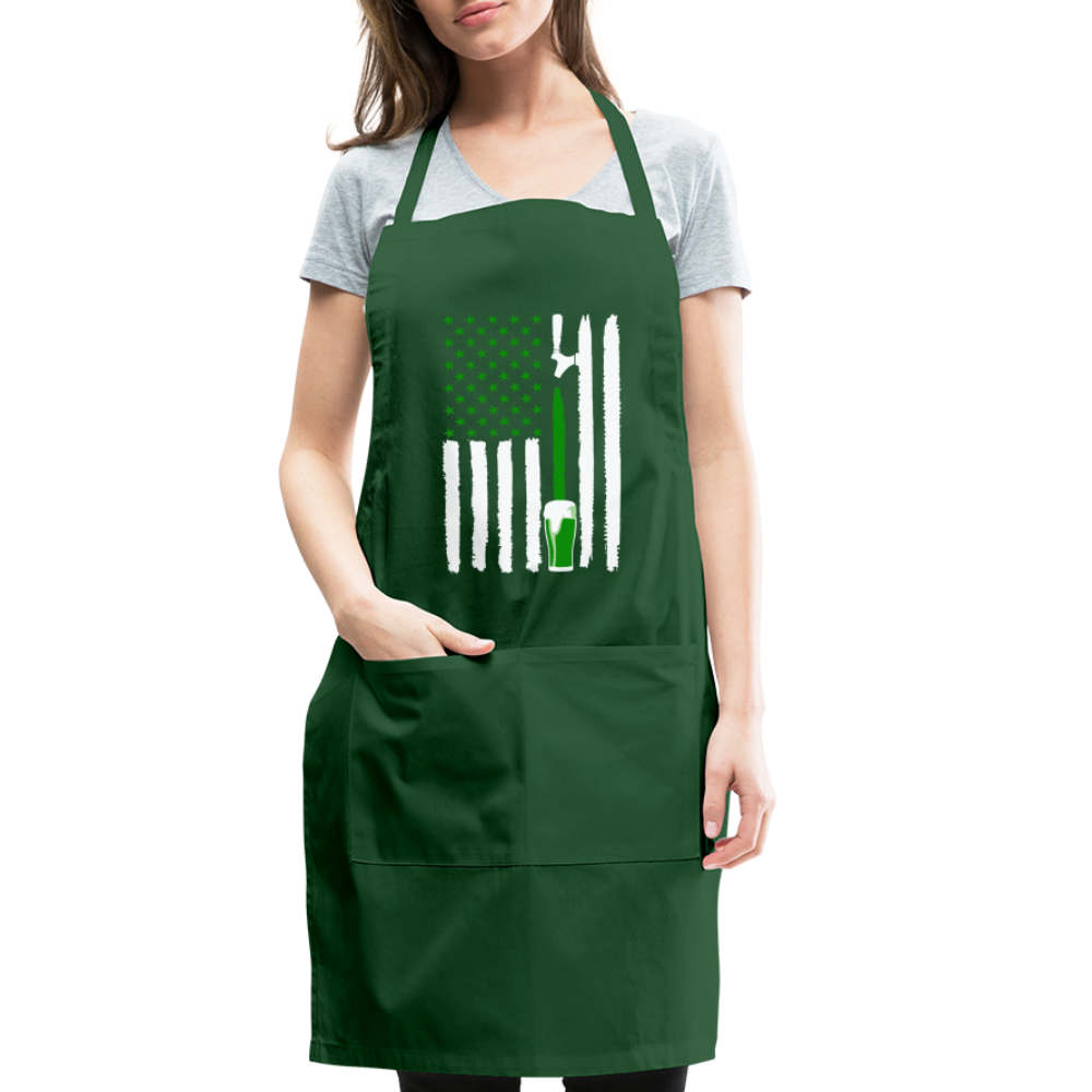 American Flag Green Beer on Tap Adjustable Apron - forest green