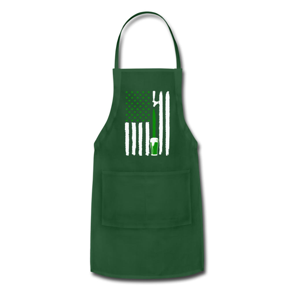 American Flag Green Beer on Tap Adjustable Apron - forest green