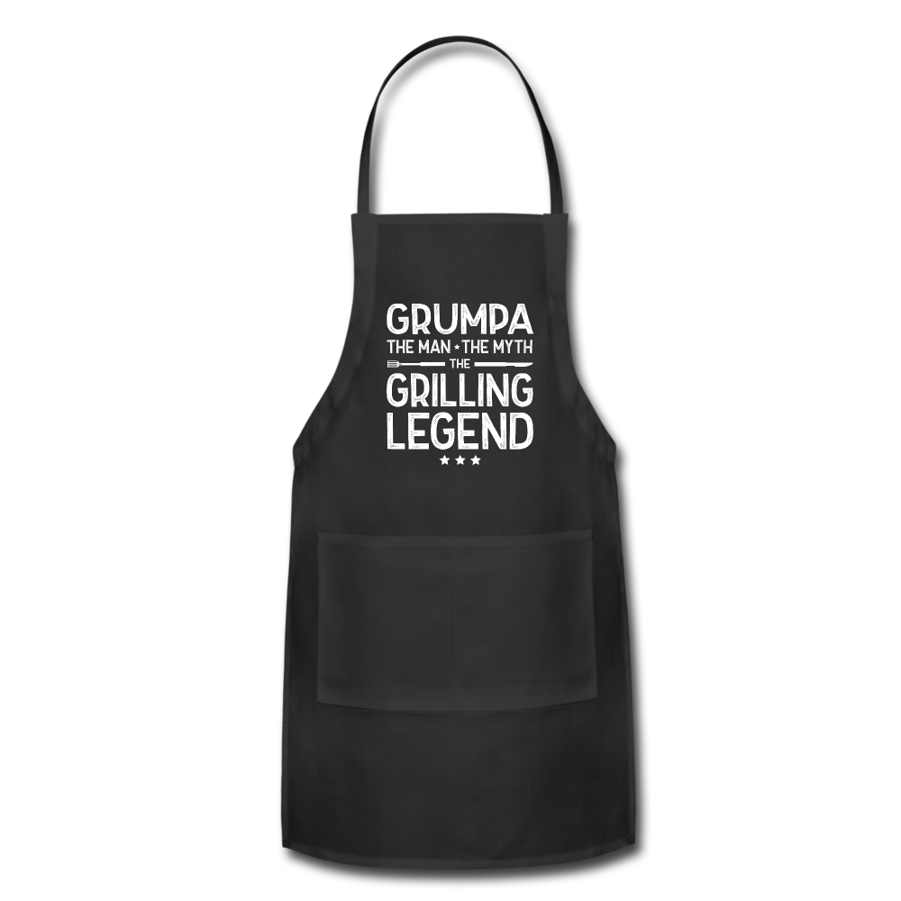 Grumpa the Man the Myth the Grilling Legend Adjustable Apron - black