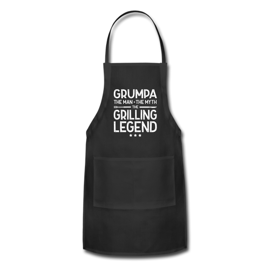 Grumpa the Man the Myth the Grilling Legend Adjustable Apron - black