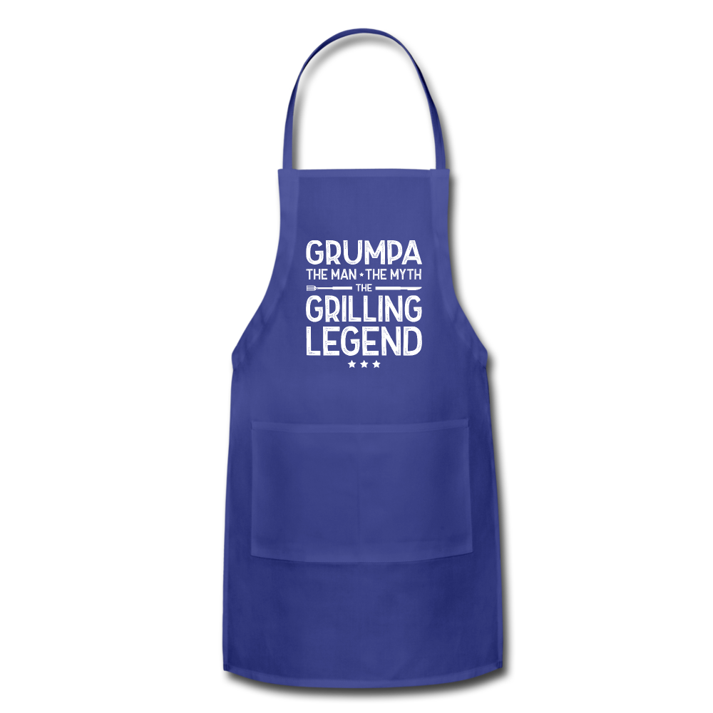 Grumpa the Man the Myth the Grilling Legend Adjustable Apron - royal blue