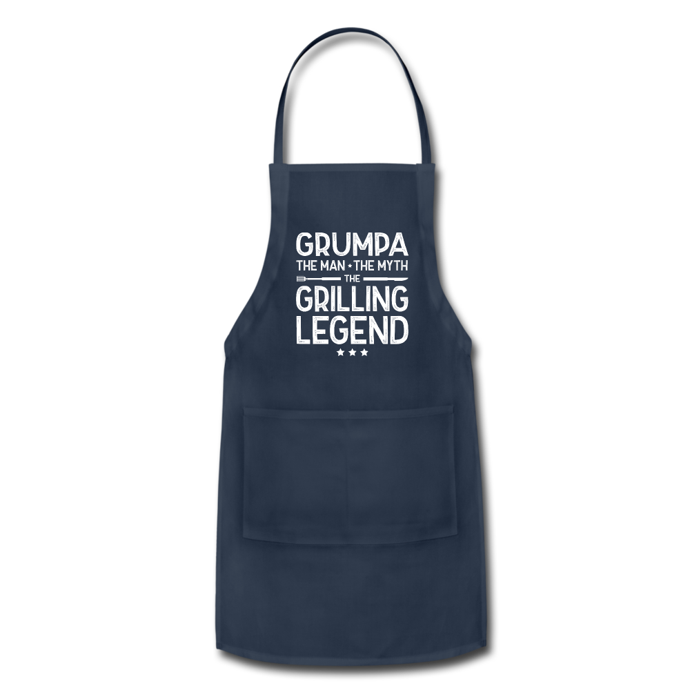 Grumpa the Man the Myth the Grilling Legend Adjustable Apron - navy