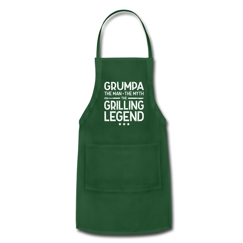 Grumpa the Man the Myth the Grilling Legend Adjustable Apron - forest green
