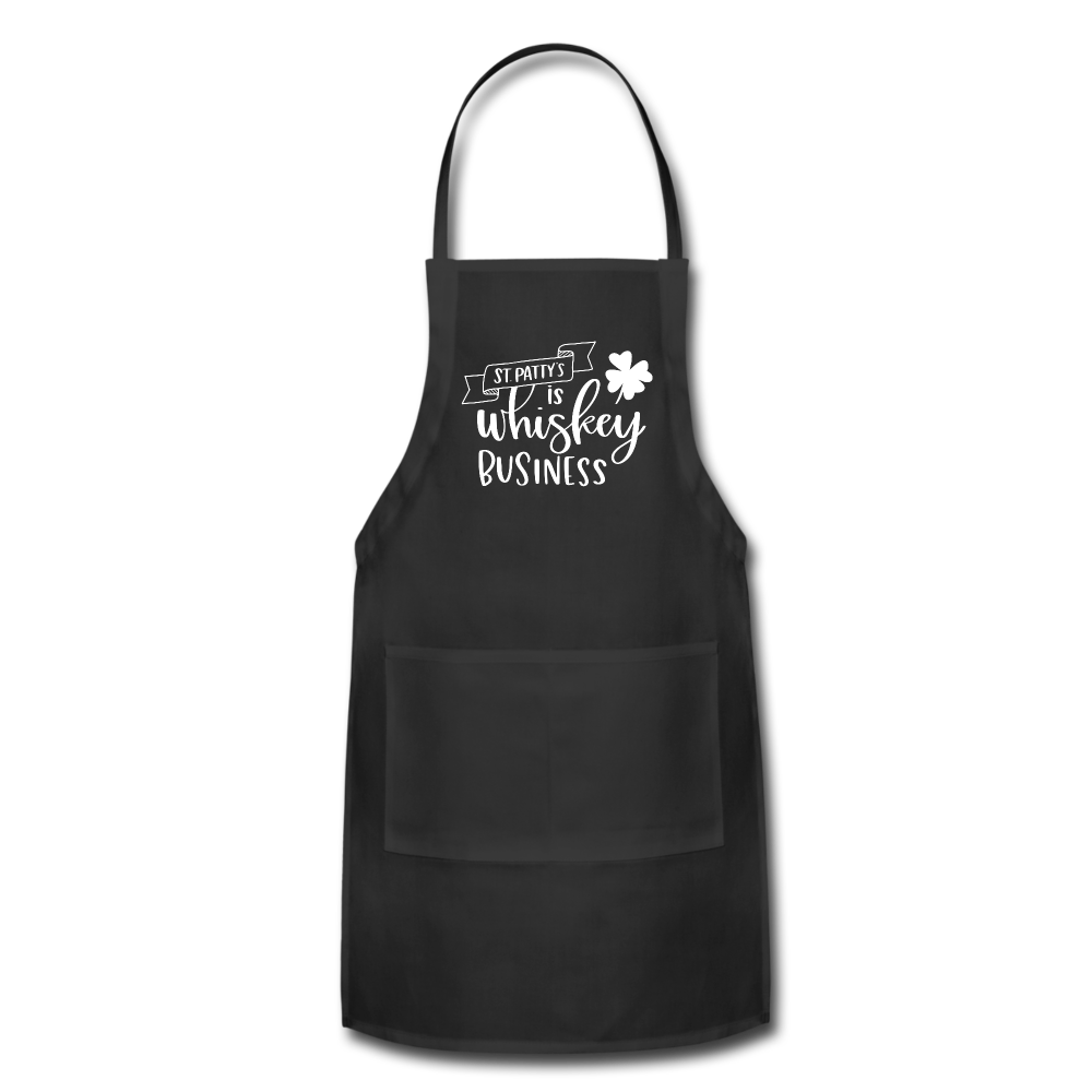 St. Patty's Is Whiskey Business Adjustable Apron - black