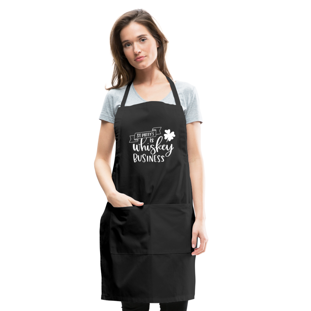 St. Patty's Is Whiskey Business Adjustable Apron - black