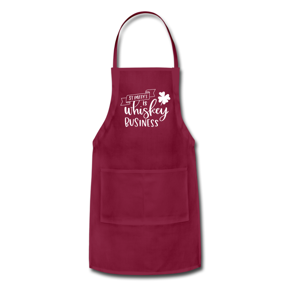 St. Patty's Is Whiskey Business Adjustable Apron - burgundy
