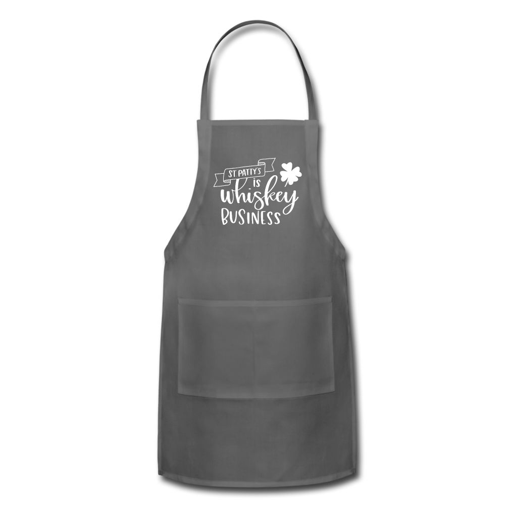 St. Patty's Is Whiskey Business Adjustable Apron - charcoal