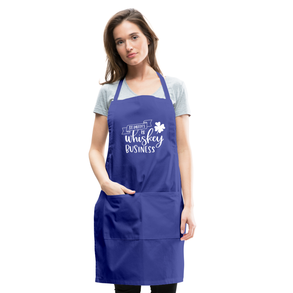 St. Patty's Is Whiskey Business Adjustable Apron - royal blue