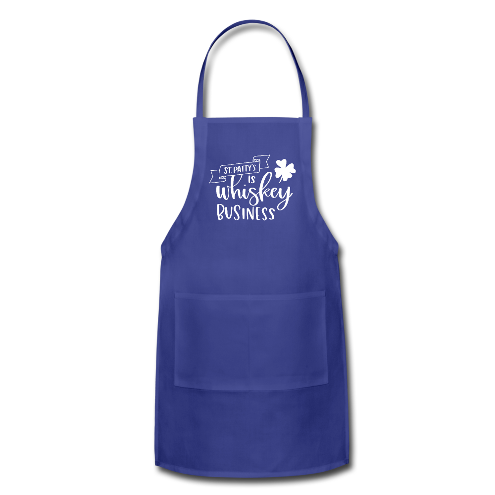 St. Patty's Is Whiskey Business Adjustable Apron - royal blue