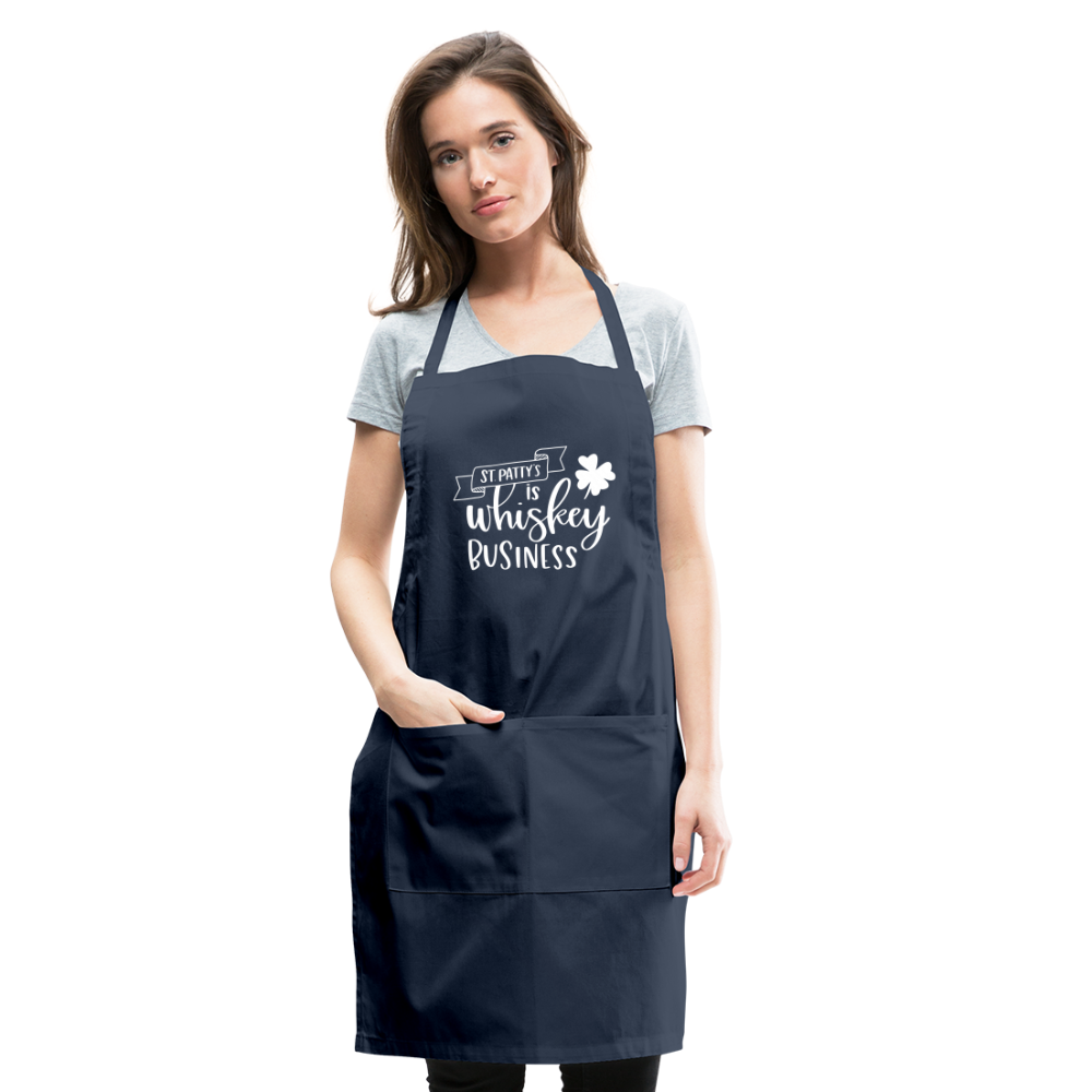 St. Patty's Is Whiskey Business Adjustable Apron - navy