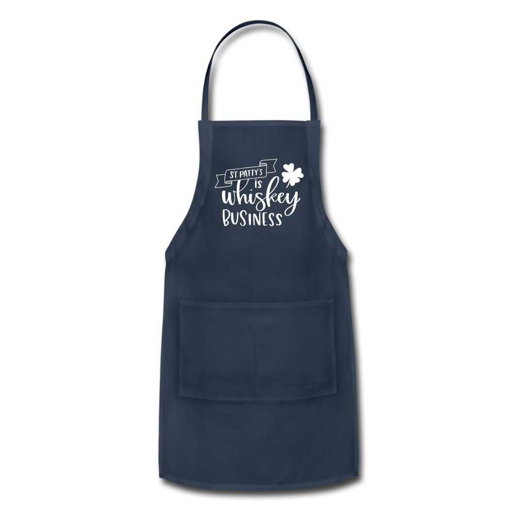 St. Patty's Is Whiskey Business Adjustable Apron - navy