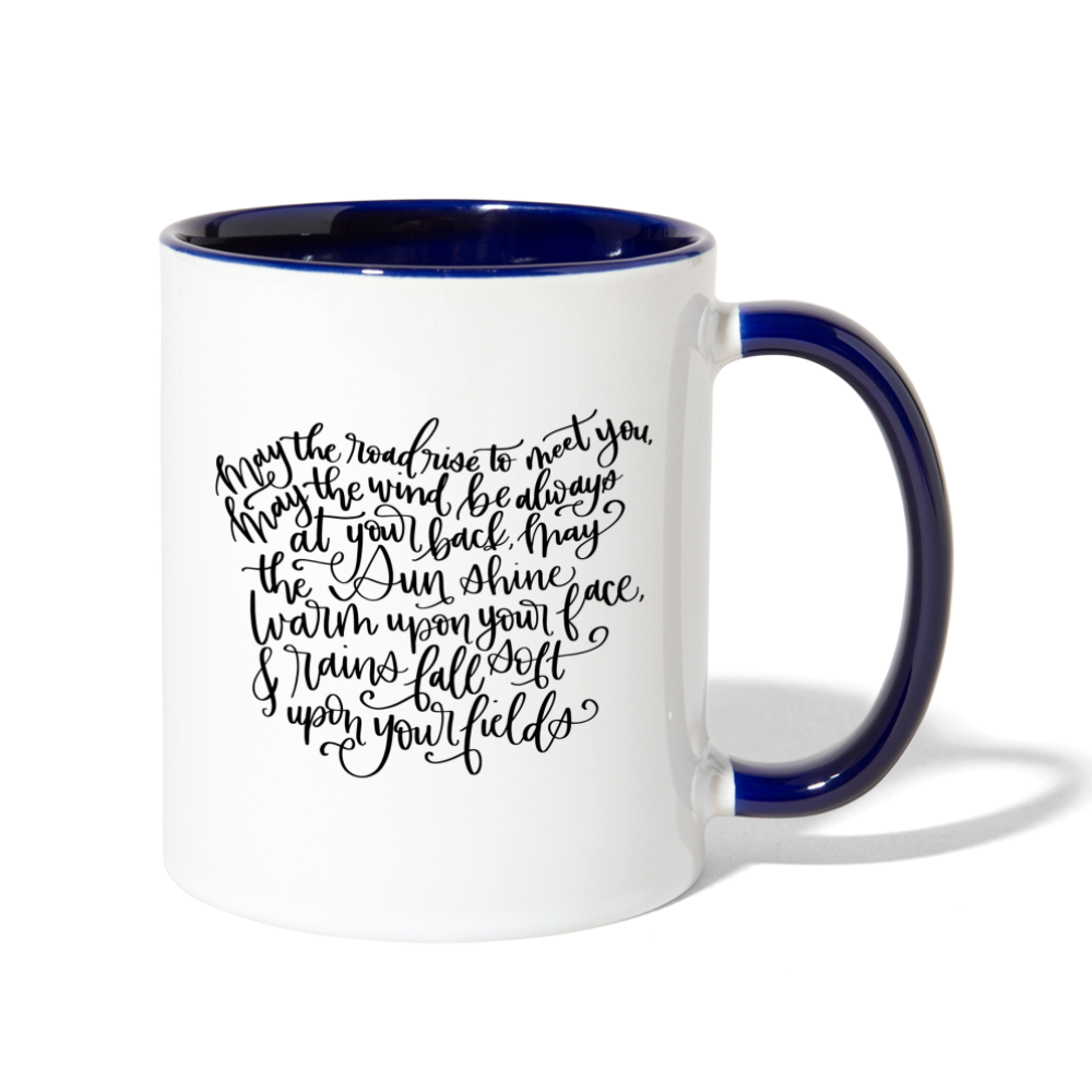 Irish Blessing Contrast Coffee Mug - white/cobalt blue