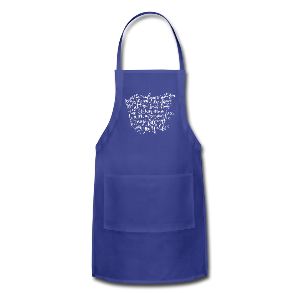 Irish Blessing Adjustable Apron - royal blue