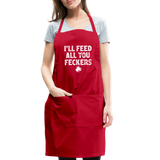 I'll Feed All You Feckers Adjustable Apron - red