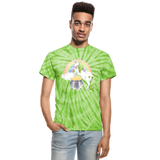 Unicorn Leprecorn St Patricks Day Unisex Tie Dye T-Shirt - spider lime green