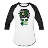 One Lucky Nurse Messy Bun St. Patrick's Day Baseball T-Shirt - white/black