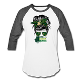 One Lucky Nurse Messy Bun St. Patrick's Day Baseball T-Shirt - white/charcoal