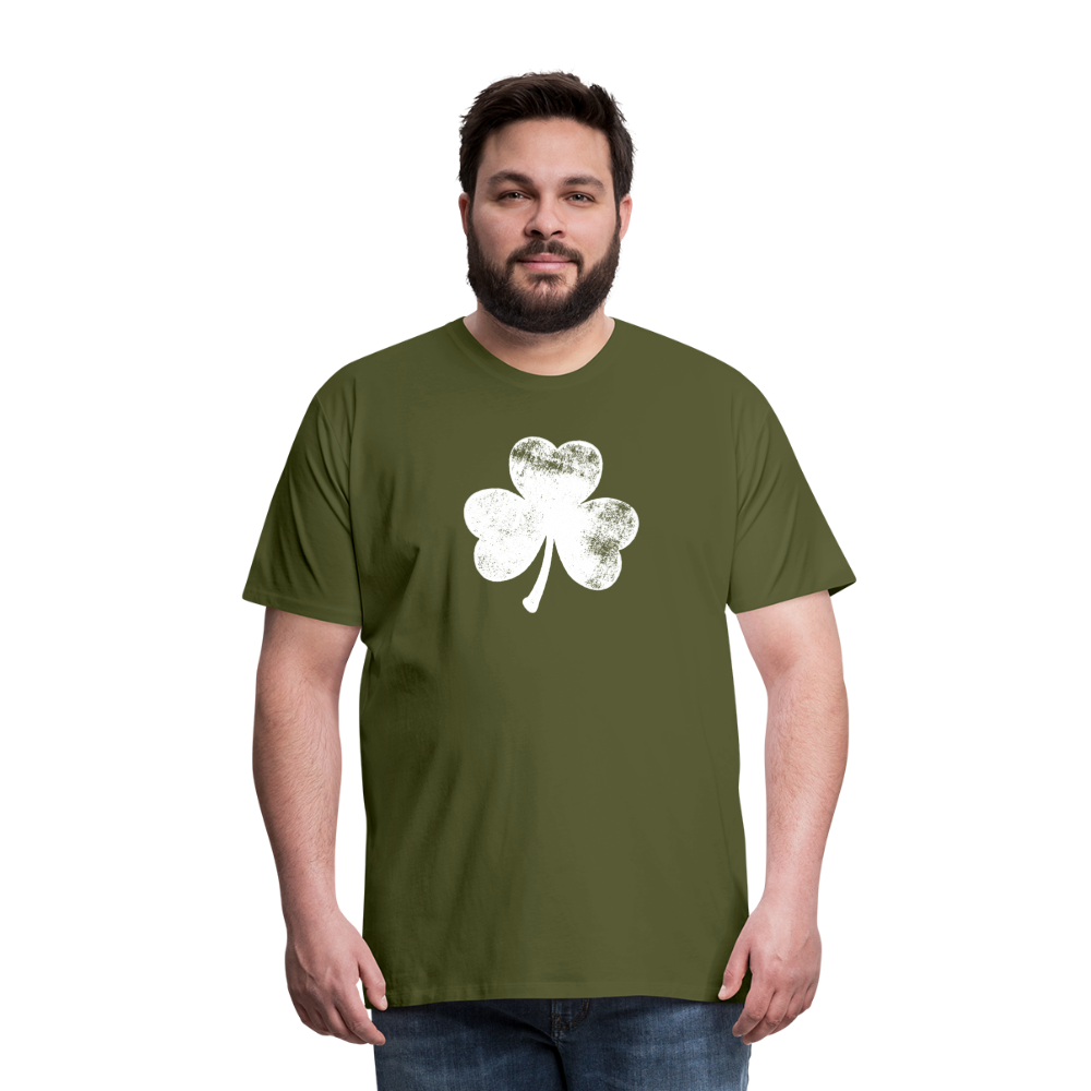 Distressed Shamrock Men's Premium T-Shirt - olive green