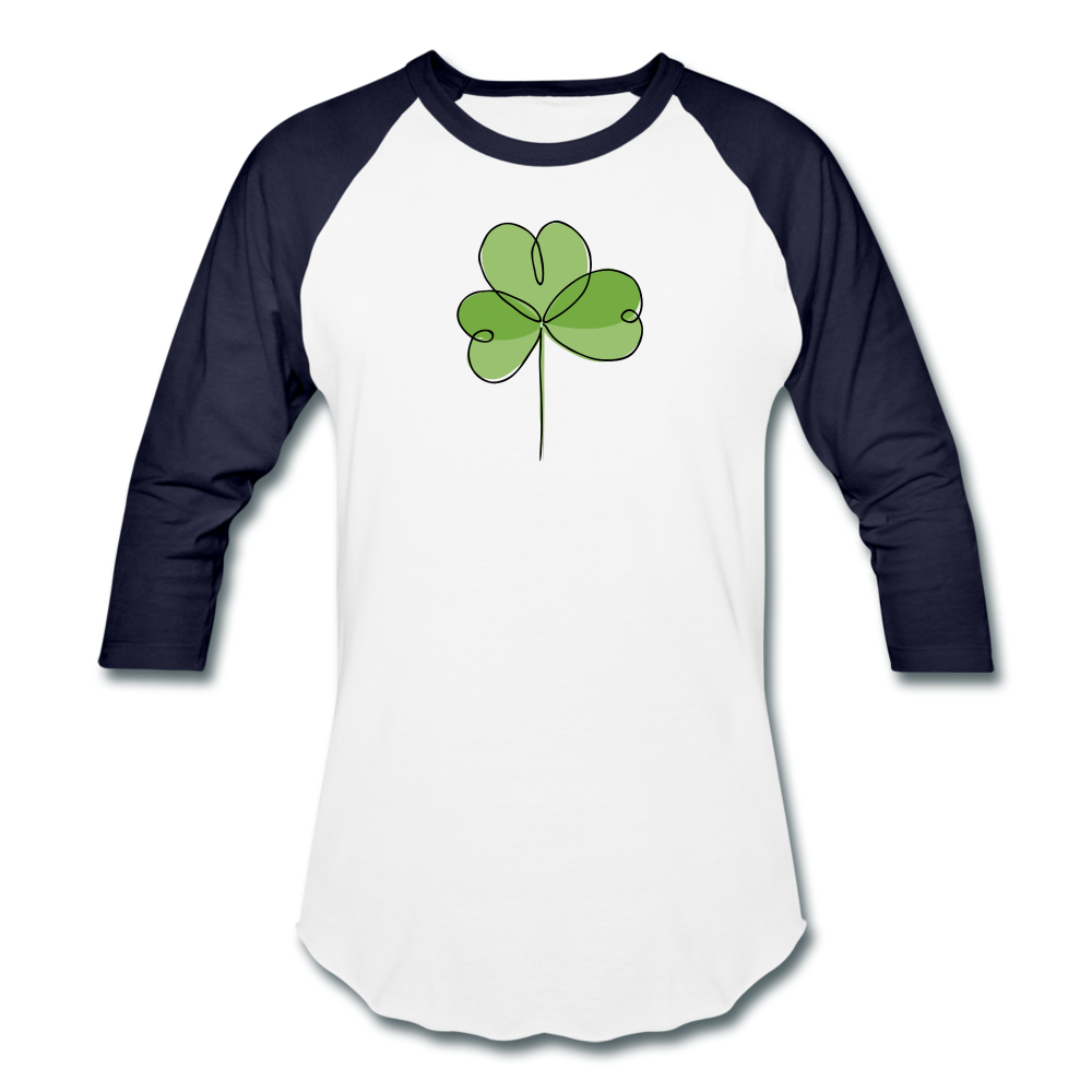 Doodle Shamrock Baseball T-Shirt - white/navy