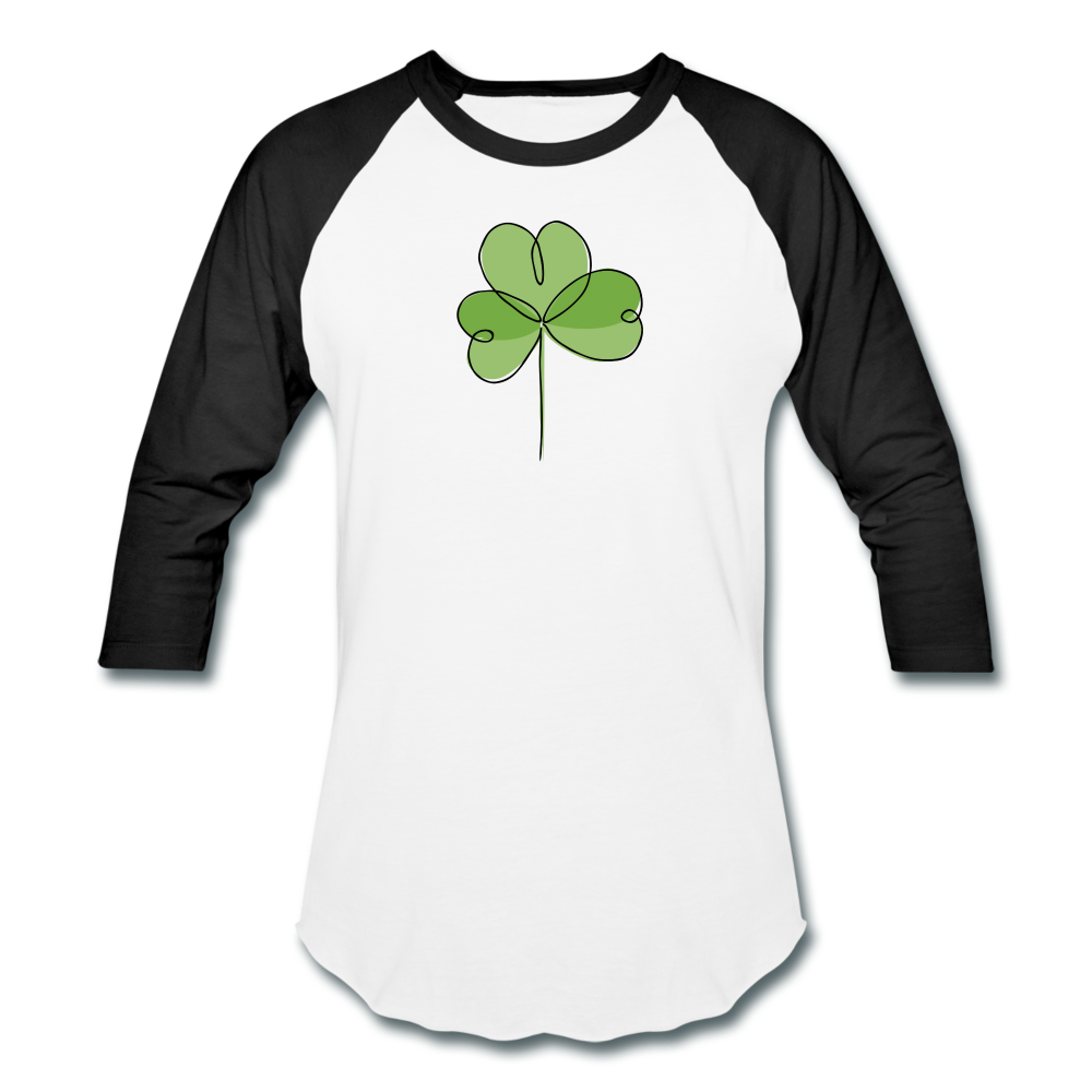 Doodle Shamrock Baseball T-Shirt - white/black