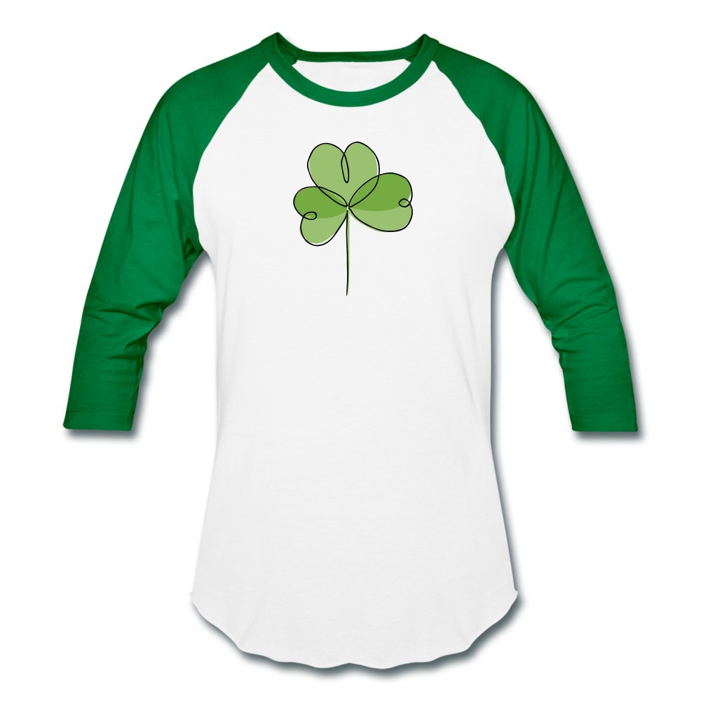 Doodle Shamrock Baseball T-Shirt - white/kelly green