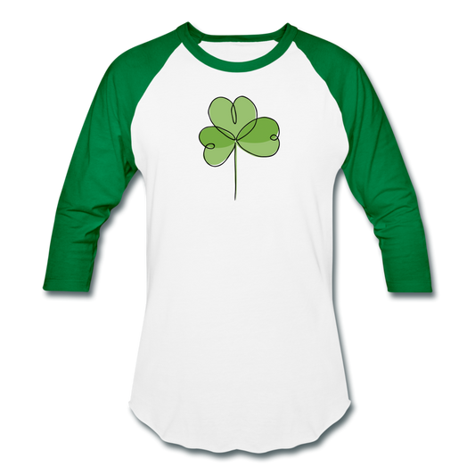 Doodle Shamrock Baseball T-Shirt - white/kelly green