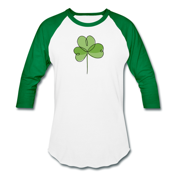 Doodle Shamrock Baseball T-Shirt - white/kelly green