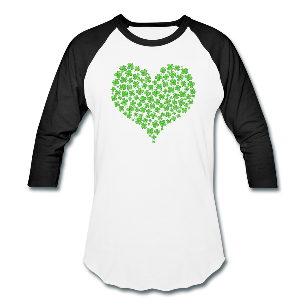 Shamrock Heart Baseball T-Shirt - white/black