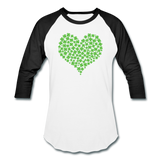 Shamrock Heart Baseball T-Shirt - white/black